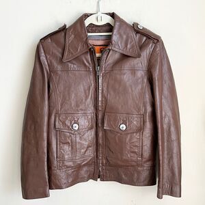 Redman Mens Brown Leather Coat M